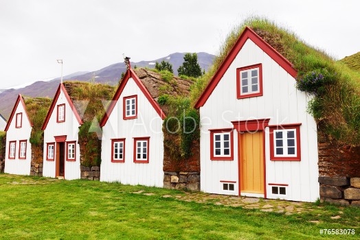 Image de Old architecture typical rural turf houses Iceland Laufas